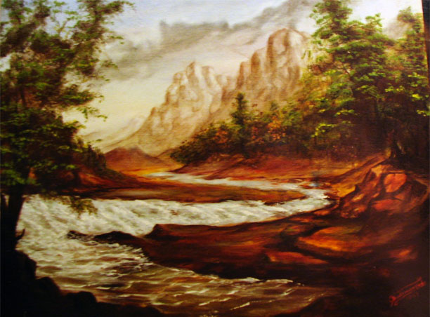 oil painting of the river